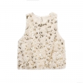 Women Chic Sequin Faux Fur Sleeveless Vest Tank Top Round Neck Shiny Party Streetwear Waistcoat Top Gold Beige Polyester Camisole