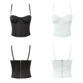 Women's Sexy Satin Corset Top Fishbone Bustier Camisole Thin Adjustable Straps Back Zipper Slim Fit Streetwear Party Clubwear Tank Top Women's Sexy Satin Corset Top Fishbone Bustier Camisole Thin Adjustable Straps Back Zipper Slim Fit Streetwear Party Clubwear Tank Top