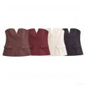 Women Sexy V-Neck Notch Strapless Tube Top Slim Fit Polyester Bustier With Decorative Pockets Solid Color Summer Crop Top For Party Clubwear Streetwear Elegant Lady Clothing
