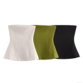 Women Sexy Strapless Slim Fit Polyester Corset Top Summer Streetwear Crop Top Solid Color Backless Party Top for Women Fashion Tube Top