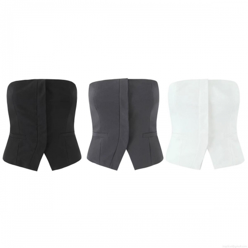 Women Sexy Backless Tube Top Suit Style Split Back Corset Strapless Vest Tank Top Solid Color Summer Streetwear Polyester Blend Slim Fit Crop Top Women Sexy Backless Tube Top Suit Style Split Back Corset Strapless Vest Tank Top Solid Color Summer Streetwear Polyester Blend Slim Fit Crop Top