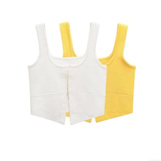Women's Sexy Knit Corset Crop Top Square Neck Front Hook-and-Eye Closure Sleeveless Tank Top For Summer Clubwear Street Style