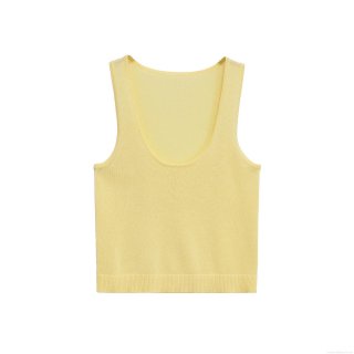 Women Summer Sexy U-Neck Knit Tank Top Sleeveless Solid Sunflower Yellow Mercerized Cotton Ribbed Vest Top Slim Fit Casual Streetwear Beach Camisole For Women
