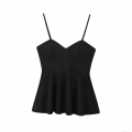Women's Sexy V-Neck Peplum Camisole Top Sleeveless Backless Ruffle Hem Summer Streetwear Blouse for Women Polyester Cotton Blend