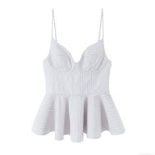 Women's Sexy Striped Cami Top Polyester Backless Peplum Camisole Ruffle Hem Sleeveless V-Neck Summer Beach Party Casual Streetwear Fashion Top For Women Women's Sexy Striped Cami Top Polyester Backless Peplum Camisole Ruffle Hem Sleeveless V-Neck Summer Beach Party Casual Streetwear Fashion Top For Women