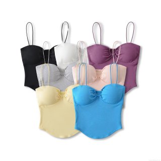 Women's Sexy Ruched Hollow Out Cami Top With Metal Ring Spaghetti Strap Slim Fit Tank Top Built-in Chest Pad Knitted Sleeveless Shirt For Summer Streetwear Party Women's Sexy Ruched Hollow Out Cami Top With Metal Ring Spaghetti Strap Slim Fit Tank Top Built-in Chest Pad Knitted Sleeveless Shirt For Summer Streetwear Party