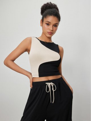 Women's Sexy Color Block Patchwork Ribbed Crop Tank Top Viscose Polyester Blend Slim Fit Round Neck Sleeveless Vest Summer Streetwear Top Women's Sexy Color Block Patchwork Ribbed Crop Tank Top Viscose Polyester Blend Slim Fit Round Neck Sleeveless Vest Summer Streetwear Top