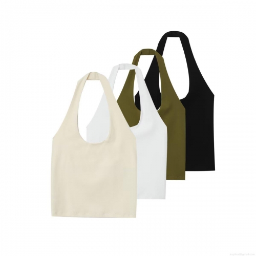 Sexy Halter Neck Backless Slim Fit Polyester Tank Top Summer Solid Color Sleeveless Camisole For Women Streetwear Daily Casual Clothing Sexy Halter Neck Backless Slim Fit Polyester Tank Top Summer Solid Color Sleeveless Camisole For Women Streetwear Daily Casual Clothing