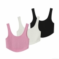 Women's Sexy Ribbed Knit Crop Tank Top Solid Color Backless U-Neck Sleeveless Camisole Western Street Style Summer Slim Fit Top For Women