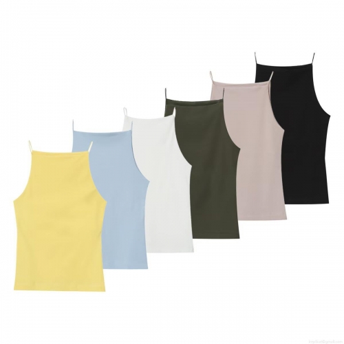 Women's Sexy Off-Shoulder Camisole Sleeveless Solid Color Polyester Tank Top Summer Streetwear Fashion Cami For Women Women's Sexy Off-Shoulder Camisole Sleeveless Solid Color Polyester Tank Top Summer Streetwear Fashion Cami For Women