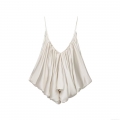 Women's Satin Cami Top Ruched V Neck Spaghetti Strap Sleeveless Sexy Silk Texture Tank Top Summer Streetwear Party Solid White Camisole