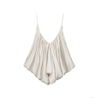 Women's Satin Cami Top Ruched V Neck Spaghetti Strap Sleeveless Sexy Silk Texture Tank Top Summer Streetwear Party Solid White Camisole