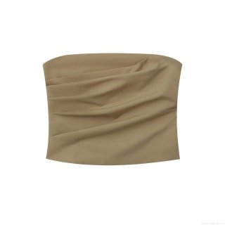 Women's Sexy Ruched Strapless Tube Top Khaki Solid Color Polyester Slim Fit Crop Top Sleeveless Summer Streetwear Fashion Vest for Women Daily Party Women's Sexy Ruched Strapless Tube Top Khaki Solid Color Polyester Slim Fit Crop Top Sleeveless Summer Streetwear Fashion Vest for Women Daily Party