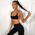 Women's Sexy Ribbed Knit Crop Top Polyester Spandex Spaghetti Strap Backless Slim Fit Cami Tank Top For Streetwear Clubwear Activewear