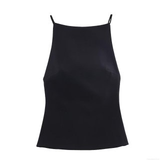 Women Sexy Backless Camisole With Large White Bow Decor Polyester Spaghetti Strap Slim Fit Street Style Tank Top For Women Summer Sleeveless Clothes