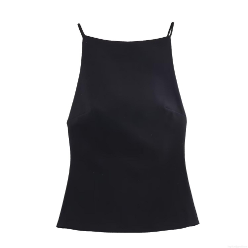 Women Sexy Backless Camisole With Large White Bow Decor Polyester Spaghetti Strap Slim Fit Street Style Tank Top For Women Summer Sleeveless Clothes