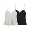 Women's Sexy Satin Silk Cami Top Slim Fit V-Neck Spaghetti Strap Tank Top Solid Color Elegant Sleeveless Vest For Summer Party Clubwear