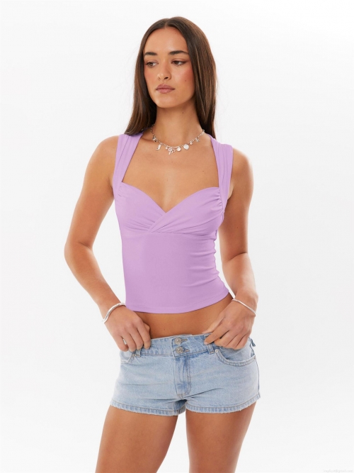 Women's Sexy Pleated Sweetheart Neck Tank Top Polyester Spandex Slim Fit Sleeveless Cropped Cami For Summer Party Streetwear Y2K Style Women's Sexy Pleated Sweetheart Neck Tank Top Polyester Spandex Slim Fit Sleeveless Cropped Cami For Summer Party Streetwear Y2K Style