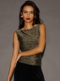 Women Sexy Y2K Shiny Metallic Tank Top Glitter Sleeveless Slim Fit Party Clubwear Vest Top Made Of Polyamide And Metallic Fiber Chic Sparkle Summer Top