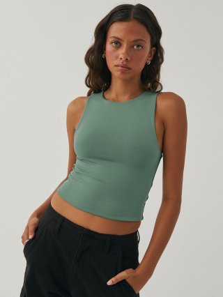 Women's Ribbed Knit Tank Top Sexy Y2K Sleeveless Racerback Crop Top Crew Neck Solid Color Slim Fit Summer Streetwear Vest