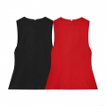 Women's Sleeveless Tank Top Elegant Round Neck Slim Fit Vest With Back Zipper Polyester Spandex Solid Color Casual Commute Fashion Tops