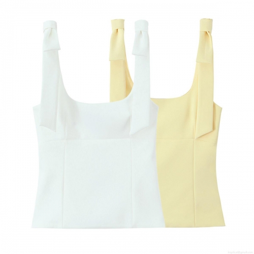 Women's Square Neck Bowknot Tie Strap Camisole Slim Fit Solid Color Polyester Spandex Sleeveless Summer Tank Top Sexy Clubwear Party Top Women's Square Neck Bowknot Tie Strap Camisole Slim Fit Solid Color Polyester Spandex Sleeveless Summer Tank Top Sexy Clubwear Party Top