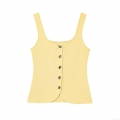 Women's Knitted Camisole Vest Sexy Slim Fit U Neck Tank Top With Single Breasted Buttons Ribbed Knit Sleeveless Shirt For Summer Party Casual Wear