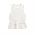 Women's Elegant Knit Peplum Tank Top With Bow Detail Sleeveless Round Neck Slim Fit Summer Solid Color Commuter Fashion Vest Top For Ladies