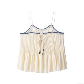 Women's Sexy Pleated Camisole Top Contrast Trim Square Neck Back Bow Tie Sleeveless Blouse Summer Casual Pure Desire Style Party Tank Top for Ladies