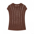 Women's Casual Knit Tank Top Hollow Out Crochet Sleeveless Round Neck Slim Fit Summer Breathable Vest Top For Daily Vacation