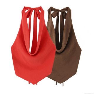 Women Sexy Halter Neck Backless Top Polyester Spandex Pleated Drapey Camisole With Tie-up Bow Summer Fashion Solid Red Brown Party Vacation Dating Slim Fit Spicy Girl Style Women Sexy Halter Neck Backless Top Polyester Spandex Pleated Drapey Camisole With Tie-up Bow Summer Fashion Solid Red Brown Party Vacation Dating Slim Fit Spicy Girl Style