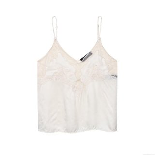 Women's Sexy Satin Lace Splicing Camisole Tank Top Adjustable Straps V-Neck Pure Desire Style Sleeveless Top for Party Clubwear Casual Elegant Summer Vest
