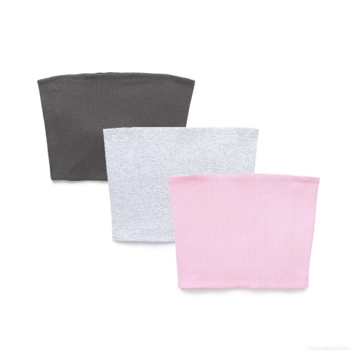 Women's Ribbed Knit Tube Top Strapless Bandeau Solid Color Slim Fit Crop Top Summer Casual Daily Sexy Streetwear Cotton Blend
