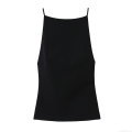 Women's Sexy Spaghetti Strap Camisole Top With Large White Bow Backless Slim Fit Contrast Color Tank Top For Party Club Dating