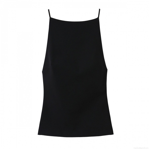 Women's Sexy Spaghetti Strap Camisole Top With Large White Bow Backless Slim Fit Contrast Color Tank Top For Party Club Dating