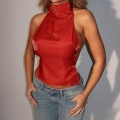 Women's Sexy Satin Halter Top Backless Sleeveless Cropped Tank Top Solid Color Slim Fit Camisole For Party Clubwear Summer Socialite Style Vest