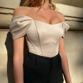 Women's Sexy Satin Off Shoulder Corset Top Elegant Fishbone Waist Bustier Solid Color Clubwear Party Tube Top For Women Streetwear