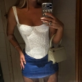 Women's White Lace Corset Top Elegant Fishbone Shaping Camisole Sexy Floral Sleeveless Tank Top For Summer Clubwear Party Streetwear Slim Fit