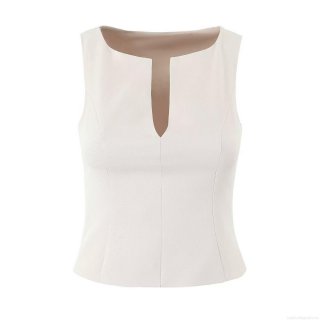 Women's Slim Fit V-Neck Sleeveless Tank Top Elegant Polyester Spandex Notch Neck Vest For Summer Party Clubwear Fashion Women Clothing