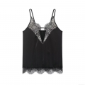 Women's Sexy Lace Trim Satin Camisole V Neck Adjustable Spaghetti Strap Sleeveless Tank Top For Party Clubwear Streetwear Cami
