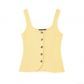 Women's Knitted Tank Top Sleeveless U Neck Slim Fit Ribbed Top With Irregular Metal Buttons Summer Fashion Streetwear Party Vest For Ladies