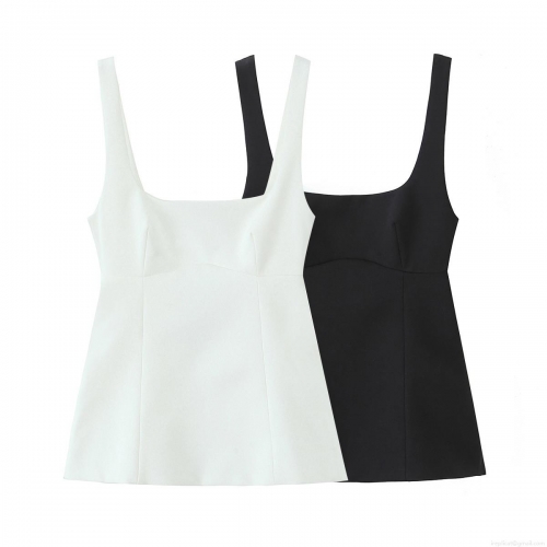 Women Backless Bow Tank Top Square Neck Wide Strap Acrylic Spandex Woven Sleeveless Slim Fit Cropped Top For Summer Party Dating Streetwear