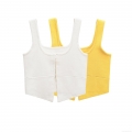 Women's Knit Crop Top Sleeveless Short Vest With Hook-and-Eye Closure Solid Color Square Neck Tank Top For Summer Party Club Lady Fashion