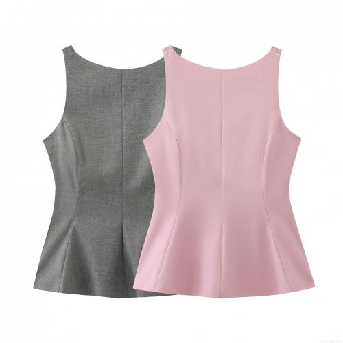 Women's Sexy Peplum Tank Top Sleeveless Open Back Bow Tie Waist Slim Fit Solid Color Polyester Blend Elegant Top for Party Dating Casual Wear Summer Women's Sexy Peplum Tank Top Sleeveless Open Back Bow Tie Waist Slim Fit Solid Color Polyester Blend Elegant Top for Party Dating Casual Wear Summer