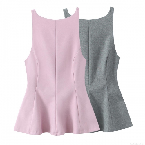 Women Sexy Backless Peplum Top With Large Bow Tie Polyester Woven Sleeveless Ruffle Hem Vest Top For Party Clubwear Socialite Style Women Sexy Backless Peplum Top With Large Bow Tie Polyester Woven Sleeveless Ruffle Hem Vest Top For Party Clubwear Socialite Style