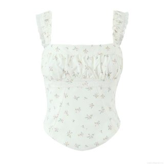 Women French Style Sweet Sexy Floral Lace Smocked Cami Top Square Neck Sleeveless Slim Fit Crop Top For Summer Beach Party Clubwear Clothing Women French Style Sweet Sexy Floral Lace Smocked Cami Top Square Neck Sleeveless Slim Fit Crop Top For Summer Beach Party Clubwear Clothing