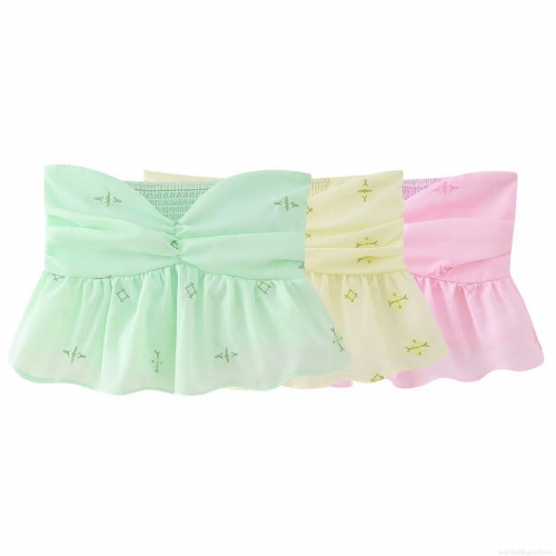 Women Strapless Tube Top 100% Polyester Embroidery Shirred Peplum Hem Sweet Summer Floral Top For Women Vacation Party
