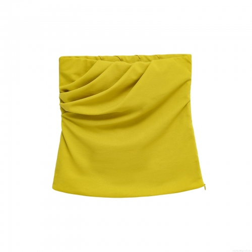 Women's Sexy Strapless Tube Top Slim Fit Solid Color Polyester Stretch Off-Shoulder Crop Top Ruched Side Invisible Zipper Elegant Summer Inner Vest Women's Sexy Strapless Tube Top Slim Fit Solid Color Polyester Stretch Off-Shoulder Crop Top Ruched Side Invisible Zipper Elegant Summer Inner Vest