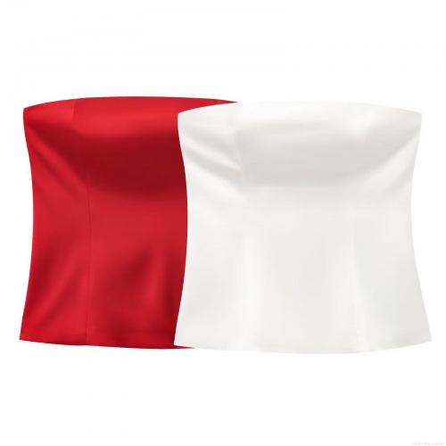 Women's Satin Strapless Tube Top Elegant Solid Color Slim Fit Bandeau Crop Top For Party Date Night Clubwear