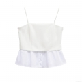 Women's Sexy White Peplum Cami Top Adjustable Spaghetti Straps Ruffle Hem Button Detail Tank Top Summer Streetwear Party Blouse